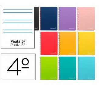 Cuaderno espiral liderpapel cuarto witty tapa dura 80h 75gr rayado montessori 5 mm colores surtidos