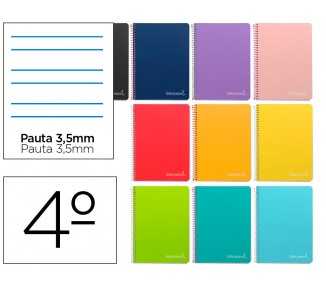 Cuaderno espiral liderpapel cuarto witty tapa dura 80h 75gr rayado montessori 3,5 mm colores surtidos