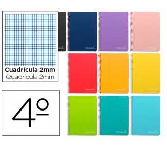 Cuaderno espiral liderpapel cuarto witty tapa dura 80h 75gr milimetrado 2mm colores surtidos