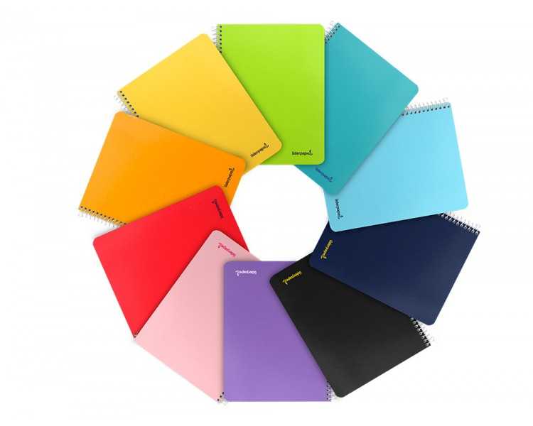 Cuaderno espiral liderpapel cuarto smart tapa blanda 80h 60gr cuadro 8mm con margen colores surtidos