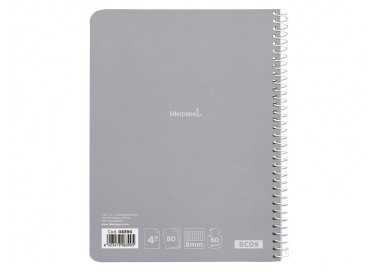 Cuaderno espiral liderpapel cuarto smart tapa blanda 80h 60gr cuadro 8mm con margen colores surtidos