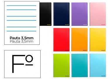 Cuaderno espiral liderpapel folio smart tapa blanda 80h 60gr rayado montessori 3,5mm con margen colores surtidos