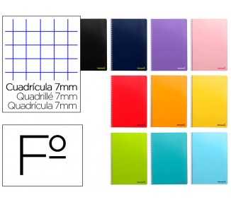 Cuaderno espiral liderpapel folio smart tapa blanda 80h 60gr cuadro 8 mm con margen colores surtidos