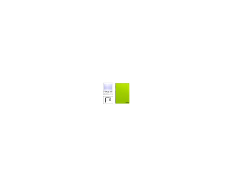 Cuaderno espiral liderpapel folio smart tapa blanda 80h 60gr cuadro 4mm con margen color verde