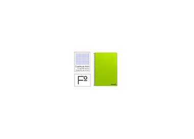 Cuaderno espiral liderpapel folio smart tapa blanda 80h 60gr cuadro 4mm con margen color verde