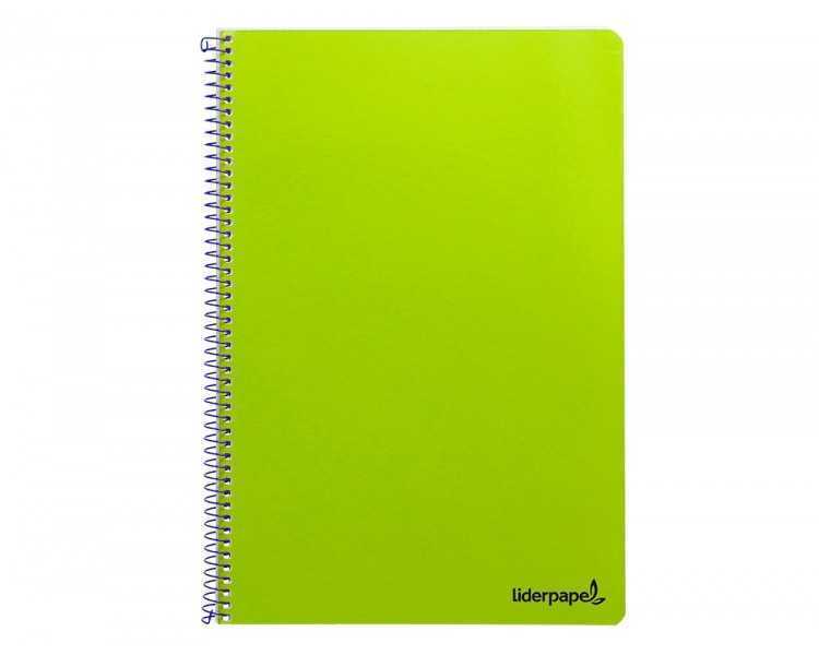 Cuaderno espiral liderpapel folio smart tapa blanda 80h 60gr cuadro 4mm con margen color verde