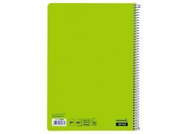 Cuaderno espiral liderpapel folio smart tapa blanda 80h 60gr cuadro 4mm con margen color verde