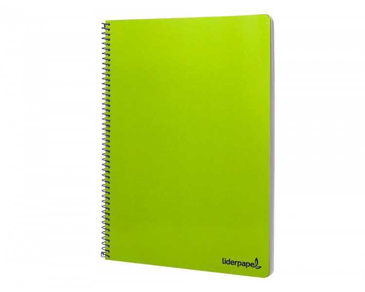 Cuaderno espiral liderpapel folio smart tapa blanda 80h 60gr cuadro 4mm con margen color verde