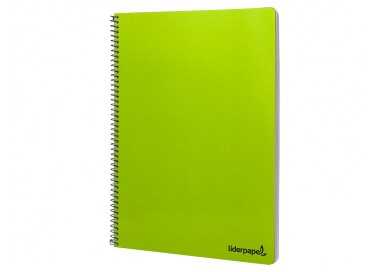 Cuaderno espiral liderpapel folio smart tapa blanda 80h 60gr cuadro 4mm con margen color verde