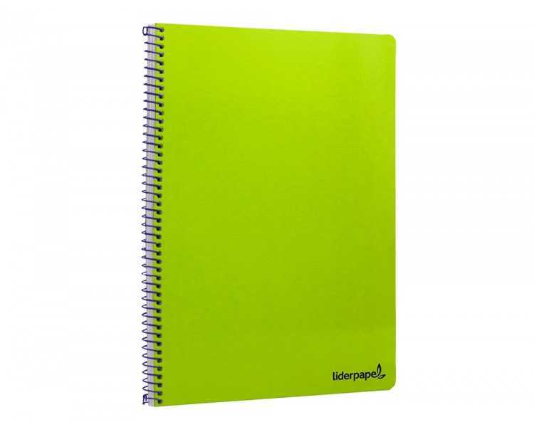 Cuaderno espiral liderpapel folio smart tapa blanda 80h 60gr cuadro 4mm con margen color verde