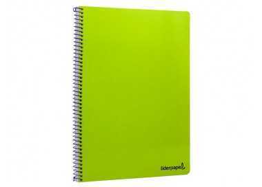 Cuaderno espiral liderpapel folio smart tapa blanda 80h 60gr cuadro 4mm con margen color verde
