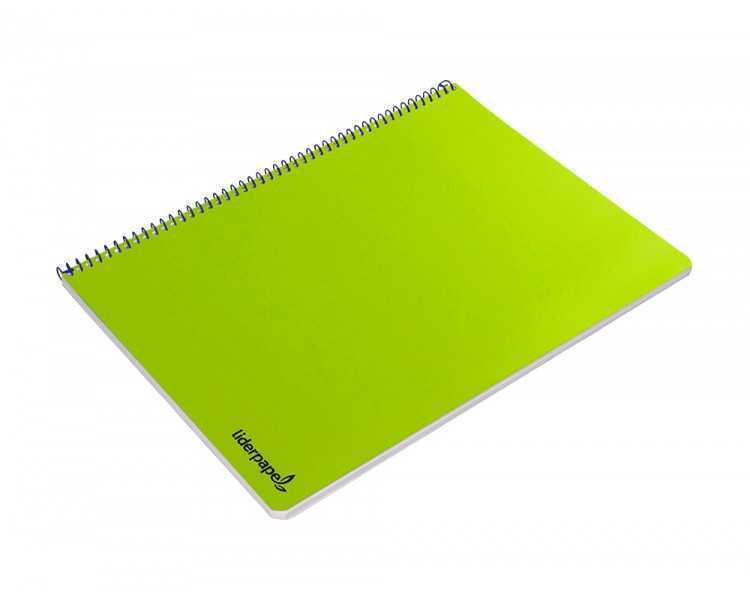 Cuaderno espiral liderpapel folio smart tapa blanda 80h 60gr cuadro 4mm con margen color verde