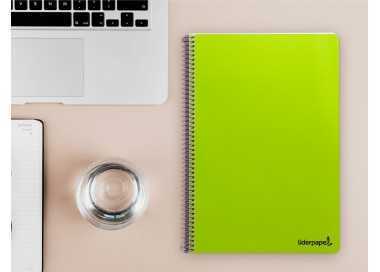 Cuaderno espiral liderpapel folio smart tapa blanda 80h 60gr cuadro 4mm con margen color verde