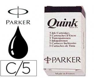 Tinta estilografica parker negra caja de 5 cartuchos