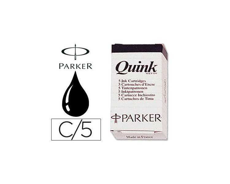 Tinta estilografica parker negra caja de 5 cartuchos