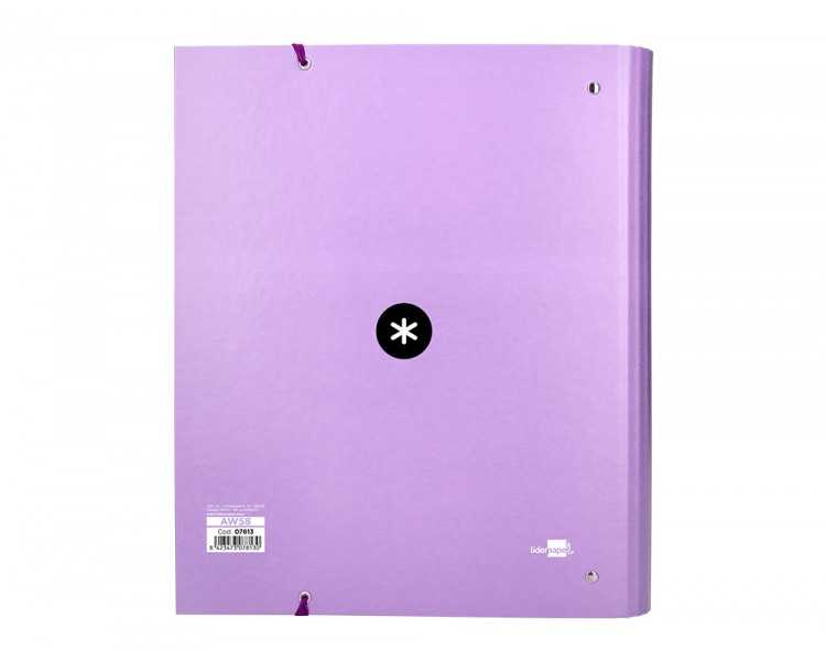 Carpeta con recambio antartik a4 cuadro 5mm forrada 4 anillas 40mm redondas con solapa color lavanda