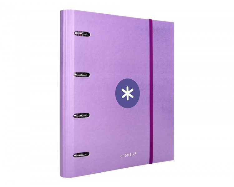 Carpeta con recambio antartik a4 cuadro 5mm forrada 4 anillas 40mm redondas con solapa color lavanda