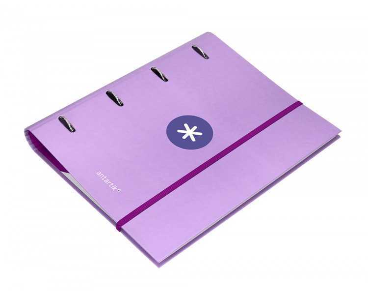Carpeta con recambio antartik a4 cuadro 5mm forrada 4 anillas 40mm redondas con solapa color lavanda