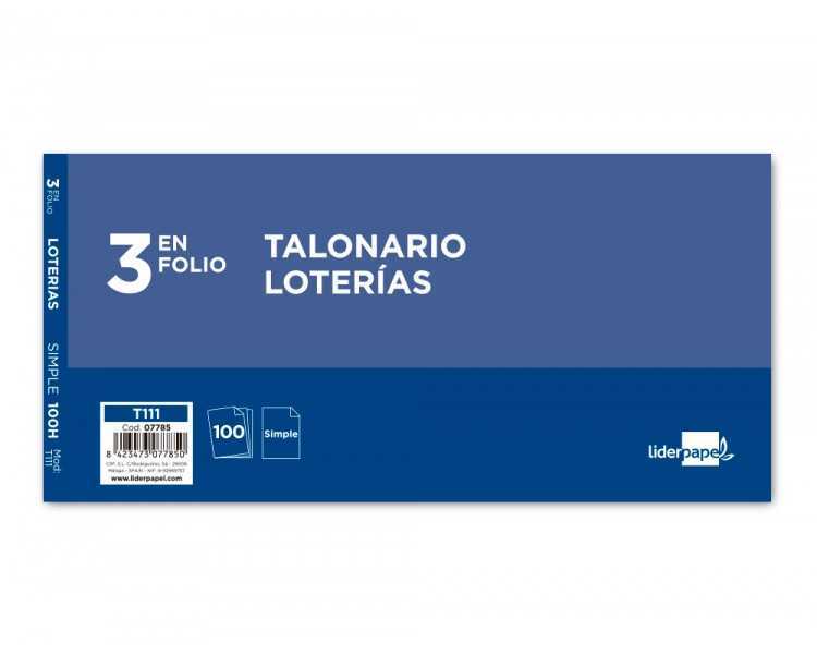 Talonario liderpapel loteria tres en folio 111