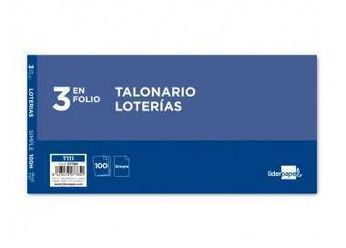 Talonario liderpapel loteria tres en folio 111