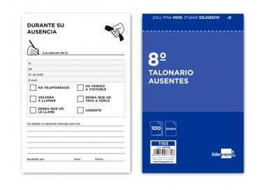 Talonario liderpapel ausentes octavo original 103