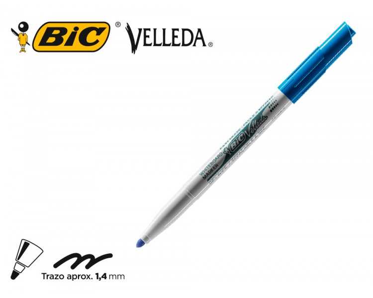 Rotulador bic velleda para pizarra azul punta redonda 1,4 mm