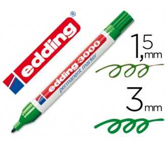 Rotulador edding marcador permanente 3000 verde punta redonda 1,5-3 mm recargable