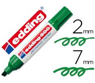Rotulador edding marcador permanente 500 verde punta biselada 7 mm