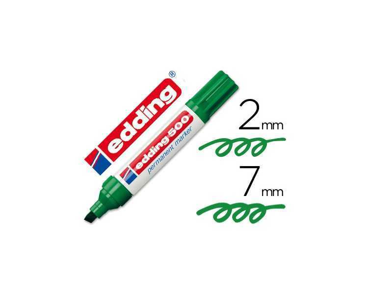 Rotulador edding marcador permanente 500 verde punta biselada 7 mm