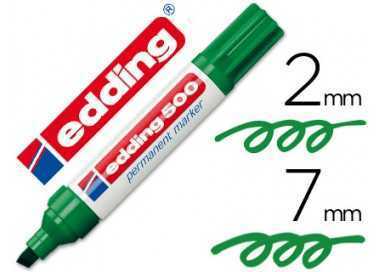 Rotulador edding marcador permanente 500 verde punta biselada 7 mm
