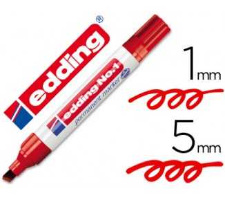 Rotulador edding marcador permanente 1 rojo punta biselada 5 mm