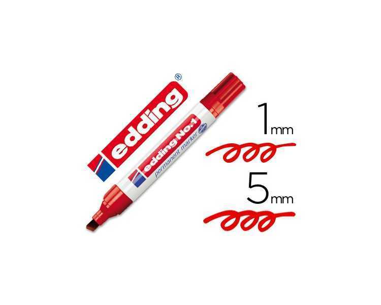 Rotulador edding marcador permanente 1 rojo punta biselada 5 mm