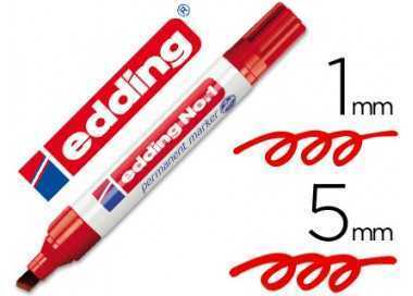 Rotulador edding marcador permanente 1 rojo punta biselada 5 mm