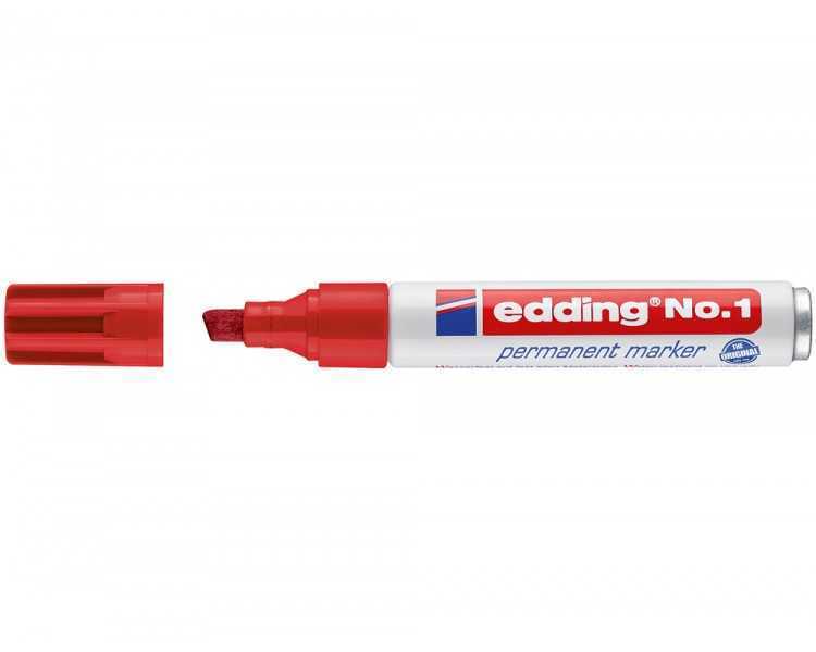 Rotulador edding marcador permanente 1 rojo punta biselada 5 mm