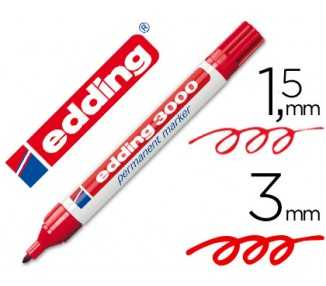 Rotulador edding marcador permanente 3000 rojo punta redonda 1,5-3 mm recargable