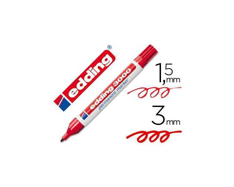 Rotulador edding marcador permanente 3000 rojo punta redonda 1,5-3 mm recargable