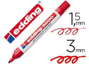 Rotulador edding marcador permanente 3000 rojo punta redonda 1,5-3 mm recargable