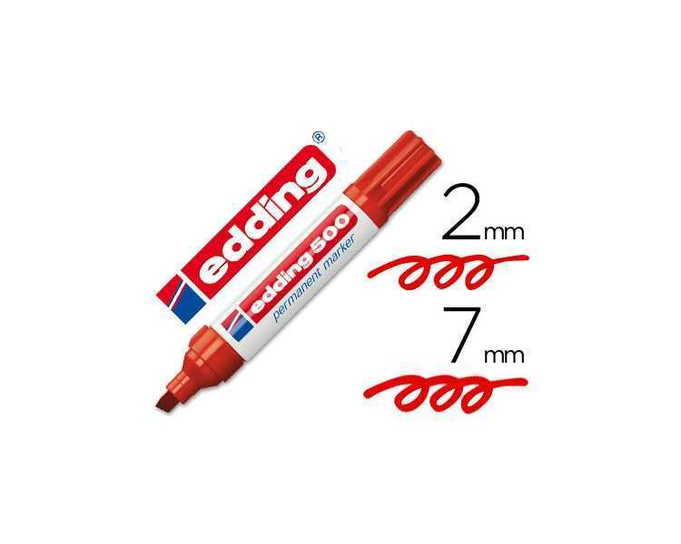 Rotulador edding marcador permanente 500 rojo punta biselada 7 mm