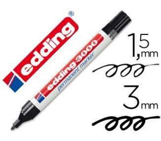 Rotulador edding marcador permanente 3000 negro punta redonda 1,5-3 mm recargable
