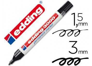 Rotulador edding marcador permanente 3000 negro punta redonda 1,5-3 mm recargable