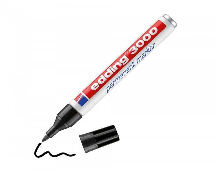 Rotulador edding marcador permanente 3000 negro punta redonda 1,5-3 mm recargable
