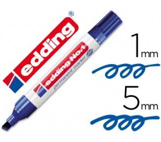 Rotulador edding marcador permanente 1 azul punta biselada 5 mm recargable