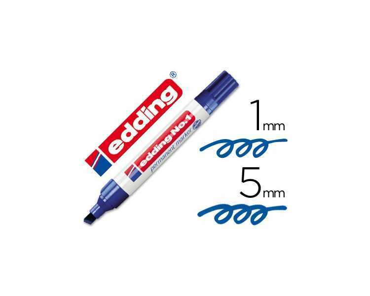 Rotulador edding marcador permanente 1 azul punta biselada 5 mm recargable