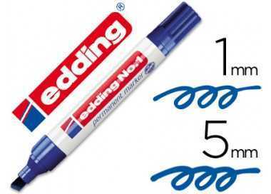 Rotulador edding marcador permanente 1 azul punta biselada 5 mm recargable