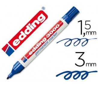 Rotulador edding marcador permanente 3000 azul punta redonda 1,5-3 mm recargable