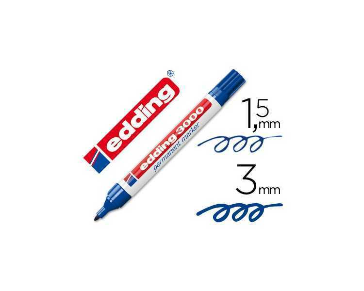 Rotulador edding marcador permanente 3000 azul punta redonda 1,5-3 mm recargable