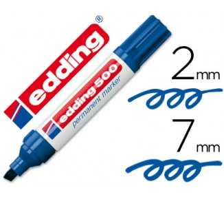 Rotulador edding marcador permanente 500 azul punta biselada 7 mm recargable