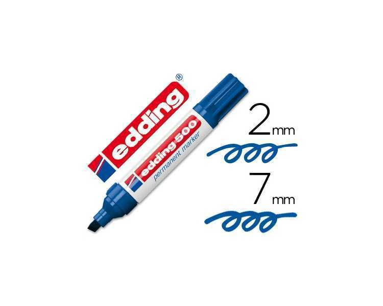 Rotulador edding marcador permanente 500 azul punta biselada 7 mm recargable