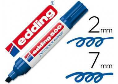 Rotulador edding marcador permanente 500 azul punta biselada 7 mm recargable