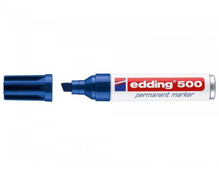 Rotulador edding marcador permanente 500 azul punta biselada 7 mm recargable